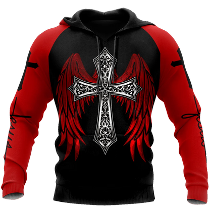 Oversized Tattoo Skeleton Cross Terror Red – męska bluza z kapturem z nadrukiem 3D, dresy codzienne Raven Bad Wolf – odzież z motywami zwierzęcymi