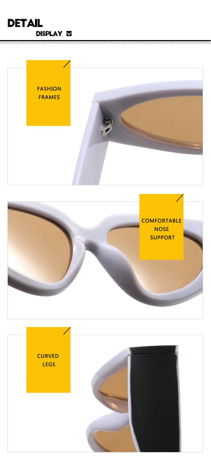 2025 New Fashion Cat Eye Small Oval Women Sunglasses Men Trendy Y2K Punk Sun Glasses Female Travel Shade Vintage Eyewear UV400