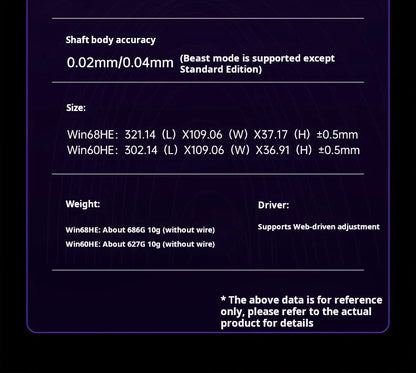 AULA WIN 68 HE Magnetic Axis Keyboard RT Gaming Mechanical Keyboard Wired 8KPolling Rate Full-Key Hot-Swappable