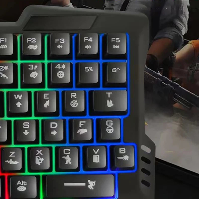 1pc RGB Gaming Keyboard Single Hand Mini USB Ultra-slim Wired 35-Keys OneHandedly Backlight Keyboard For Computer PC Laptop