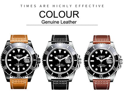 LOREO New Sapphire Glass Automatic Mechanical Watch Luxury Steel 200m Waterproof Business Watch Men Watches Reloj Hombre