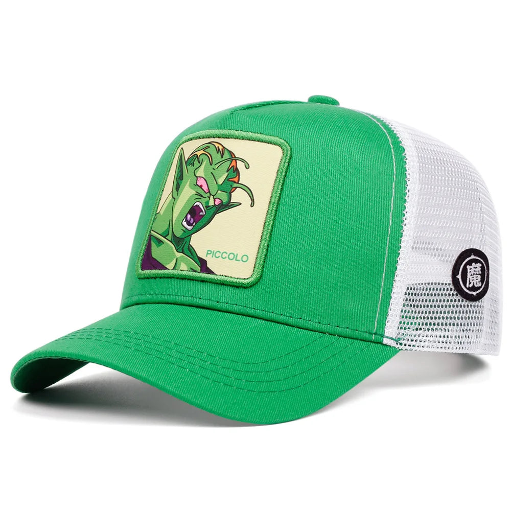 Casquette Dragon Ball Son Goku pour l'été : casquette de voyage à visière, pour homme, brodée, style hip-hop, visière pare-soleil, casquette trucker ajustable en maille