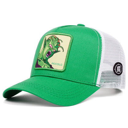 Casquette Dragon Ball Son Goku pour l'été : casquette de voyage à visière, pour homme, brodée, style hip-hop, visière pare-soleil, casquette trucker ajustable en maille