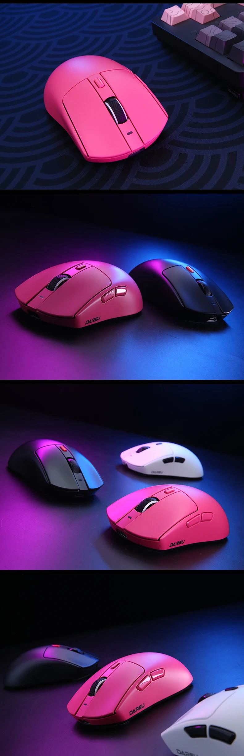 DAREU draadloze gamingmuis 8khz polling rate AIM-750 (3950) 30000 DPI tri-mode gamermuis 60g met oplaadstation