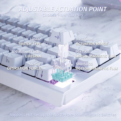 ATTACK SHARK X68 HE Rapid Trigger mechanische Gaming-Tastatur 60% kabelgebunden mit einstellbarer Auslösung, Hall-Effekt-Magnetschalter, 8KH