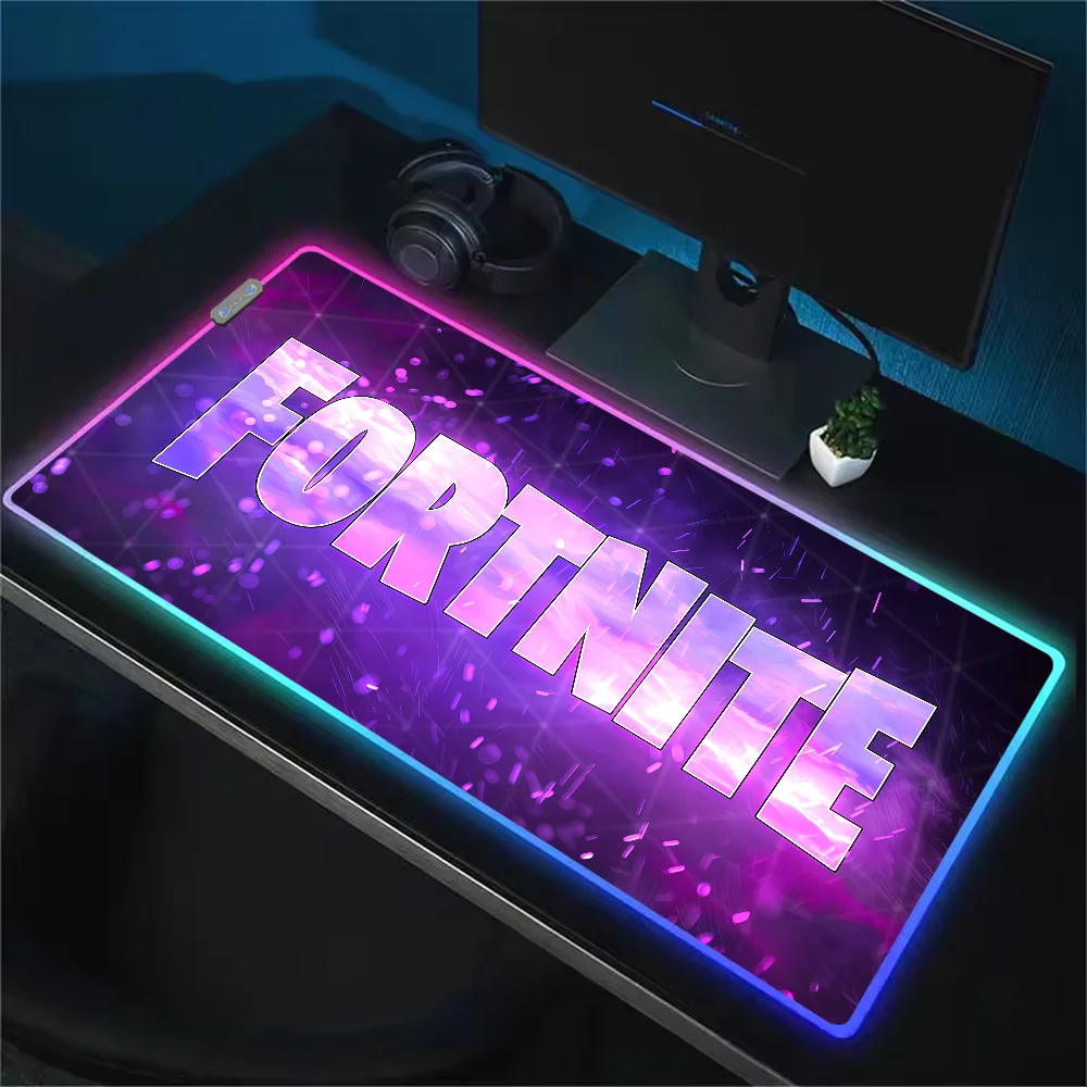 Game F-Fortnite Survival Battle Mouse Pad RGB LED Light Non-Slip Rubber Base Waterproof Office PC Home Desk-Mat USB Large Game