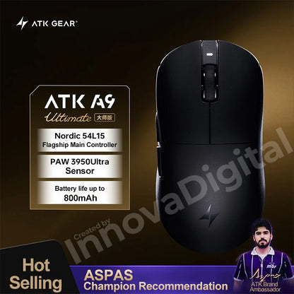 ATK Dragonfly A9 Ultimate trådløs gamingmus A9 Air PAW3950 ultralet ergonomisk e-sportsmus til gamere FPS CSGO A9 Ultra