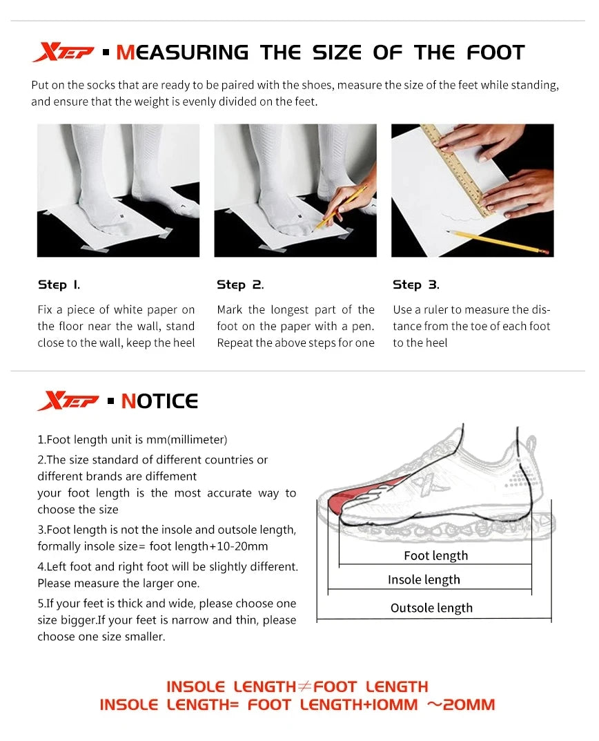 Xtep Men's Running Shoes Sports Shoes Men's Lightweight Shock Absorption Casual Shoes Student Shoes 879119110110
