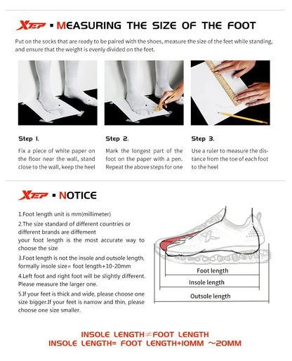 Xtep Men's Running Shoes Sports Shoes Men's Lightweight Shock Absorption Casual Shoes Student Shoes 879119110110
