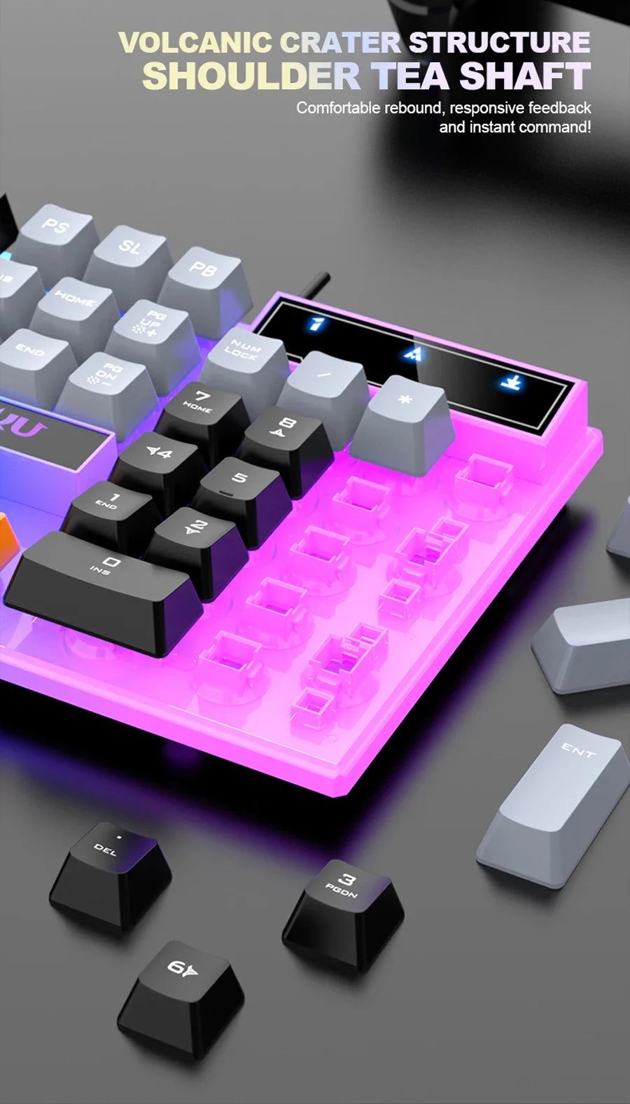 RAIKU T26 Wired Gaming Keyboard, 104-Key RGB Backlit USB Gaming Keyboard, Ergonomic Wired Gaming Keyboard for PC, Laptop & Office