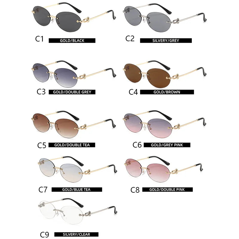 Oval Rimless Sunglasses High-End Casual and Luxurious Women's Borderless Sun Glasses Fashion and Personalized Sunglasses