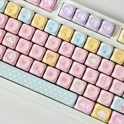 MOA Keycaps PBT Cute Candy Bear 131 Keys Small Full Set for 60/64/84/98/108 Gaming Mechanical Keyboard MX Switch