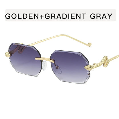 Fashion snake-shaped metal decorative sunglasses - unisex irregular frame, UV protection, sunshades