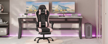 WOLTU snurrbar datorstol med massagefunktion, ergonomisk kontorsstol med kudde och fotstöd, höjdjusterbar gamingstol