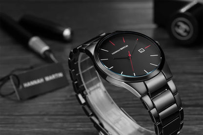Zegarek męski Hannah Martin, koperta ze stali nierdzewnej, mechanizm kwarcowy, tarcza o średnicy 41 mm, styl biznesowy, z funkcją kalendarza (imitacja)