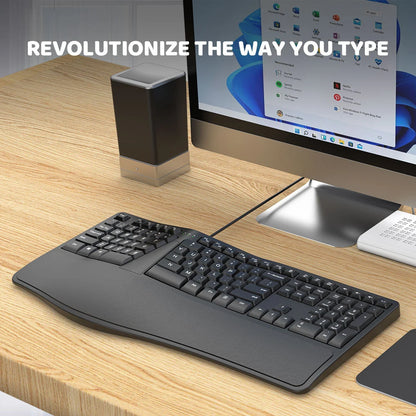 K9 USB Wired Ergonomic Split Keyboard Ergonomic Keyboard with Wrist Rest 110 Keys Keyboard Gaming Keyboard for Business Offices