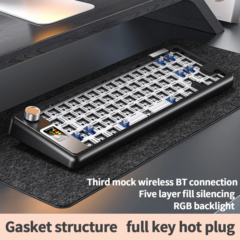 Tri-mode Mechanical Keyboard Wired&Wireless Barebone Kit 3/5 Pins Customized Hot Swap RGB Rapid Disassemble Gasket