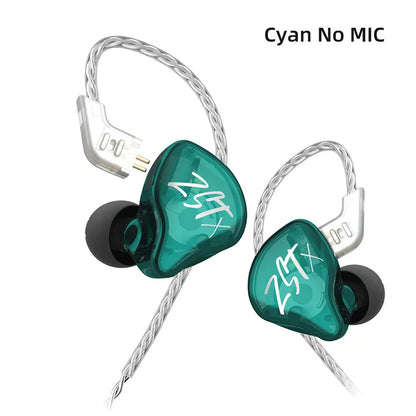 Écouteurs intra-auriculaires KZ ZSTX 1BA 1DD hybrides, câble détachable plaqué argent, écouteurs filaires HiFi pour la musique et les jeux