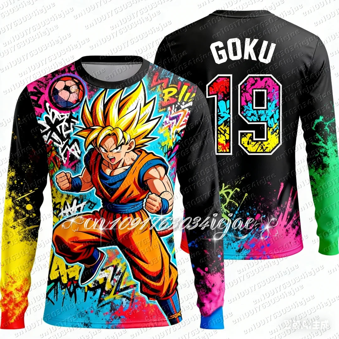 2026 Anime Dragon Ball Z Comfortable and Breathable Special Football Long Sleeve T-shirt Kids Goku Sports Quick-Drying Clothing