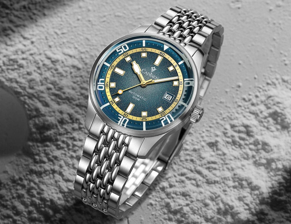 CADISEN Automatic Mechanical Watch Man Silver Business Casual Waterproof Watch Japan MIYOTA 8215 Movement Domed Glass Mens Watch