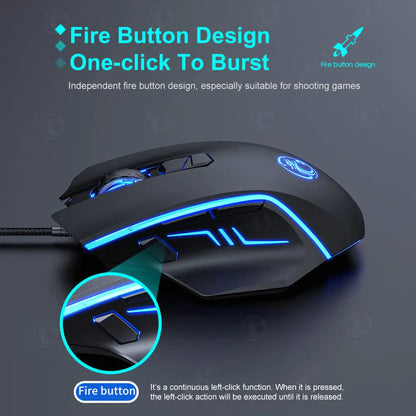 USB Wired Optical Gaming Mouse, 7200 DPI Ergonomic Gaming Mouse with 6 Programmable Buttons for PC, Laptop & Desktop Gaming