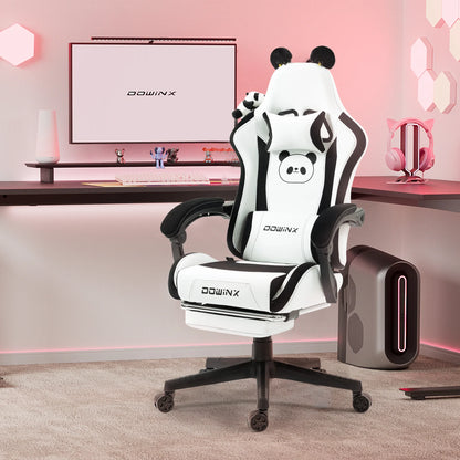 Cute Gaming Chair with Cat Ears, Pink Kawaii Ergonomic Gamer Chair with Footrest, Cat Paw Lumbar Support, High Back Computer Gaming Chair