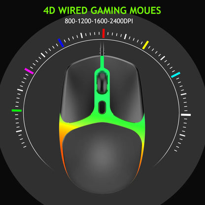 USB Wired RGB Gaming Keyboard 61 Keys White Black Compact Mini Office Keyboard and Mouse for PC Desktop Computer Gamer Keypad