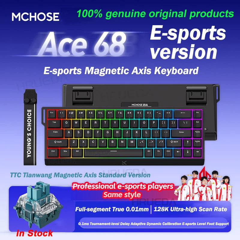 MCHOSE Ace 60 Pro 68 Magnetic Axis Mechanical Keyboard Customized Esports 0.01ms Latency RT 0.01mm 128K Gaming Keyboard Original