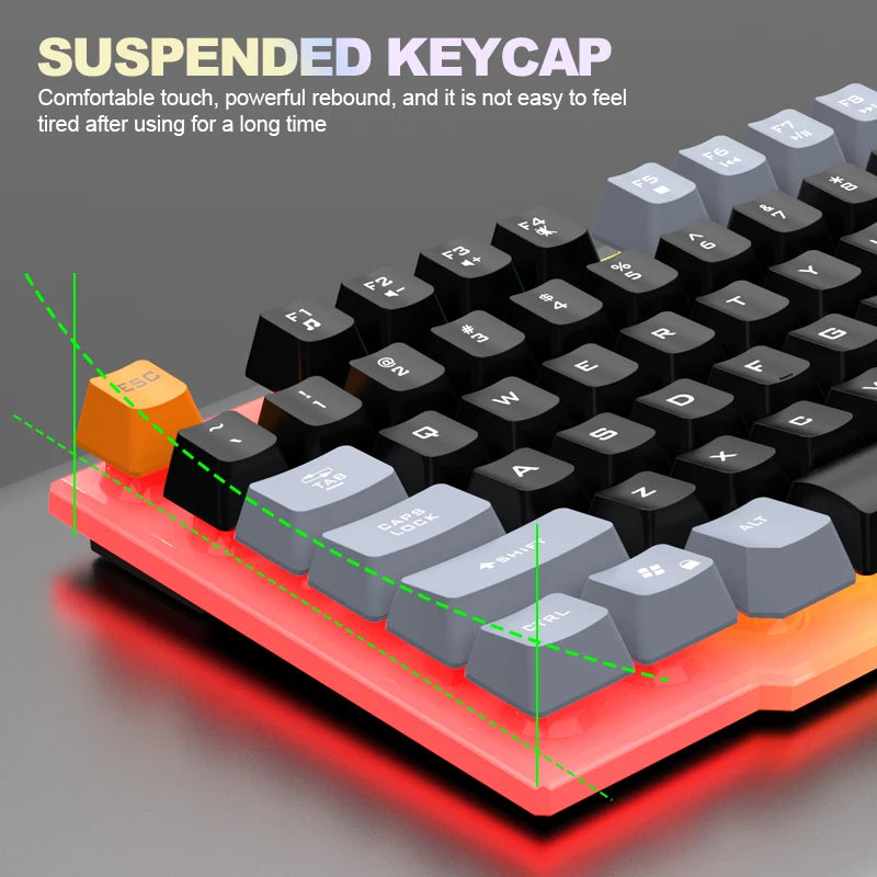 RAIKU T26 Wired Gaming Keyboard, 104-Key RGB Backlit USB Gaming Keyboard, Ergonomic Wired Gaming Keyboard for PC, Laptop & Office