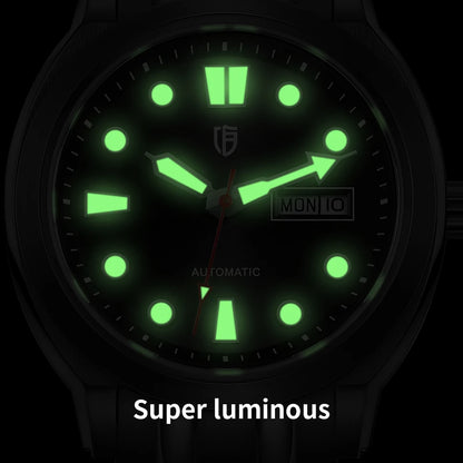 BERNY Automatic Men Watch Supper Luminous Sapphire Stainless Steel 100M Waterproof Business Casual Mechanical Wristwatch for Men