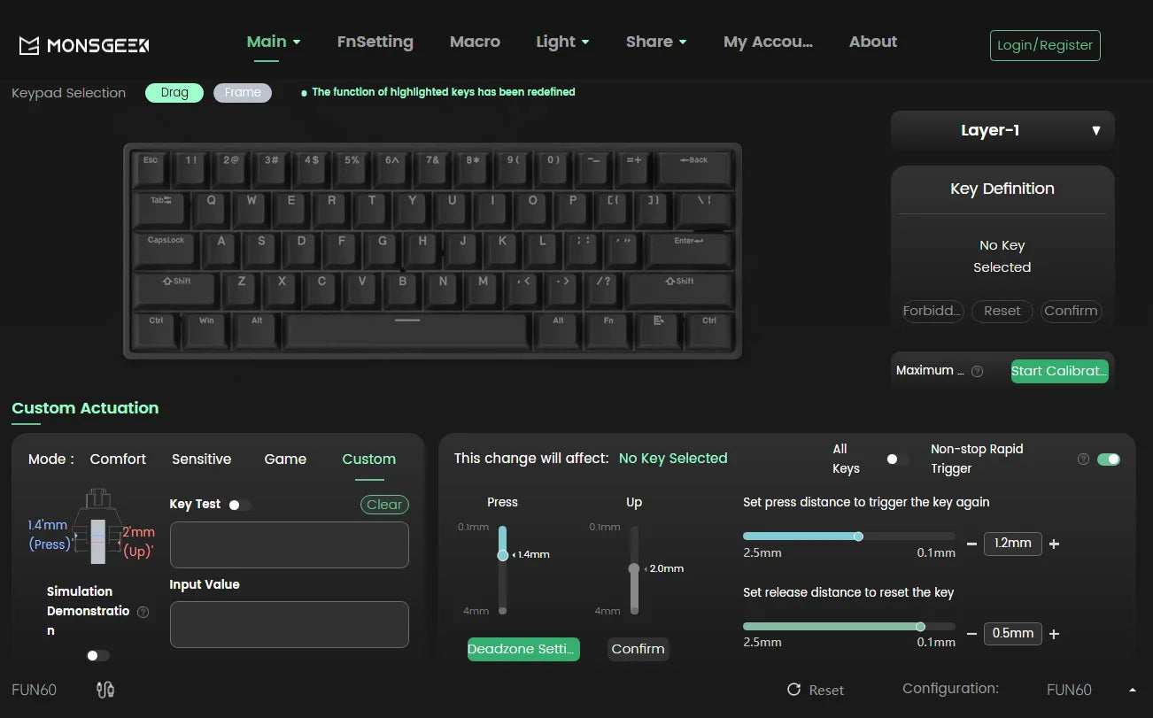 Akko MonsGeek FUN60 PRO&MAX HE Mechanical Keyboard Magnetic Switch 60% Gaming Keyboard Rapid Trigger 8K Custom Keyboard