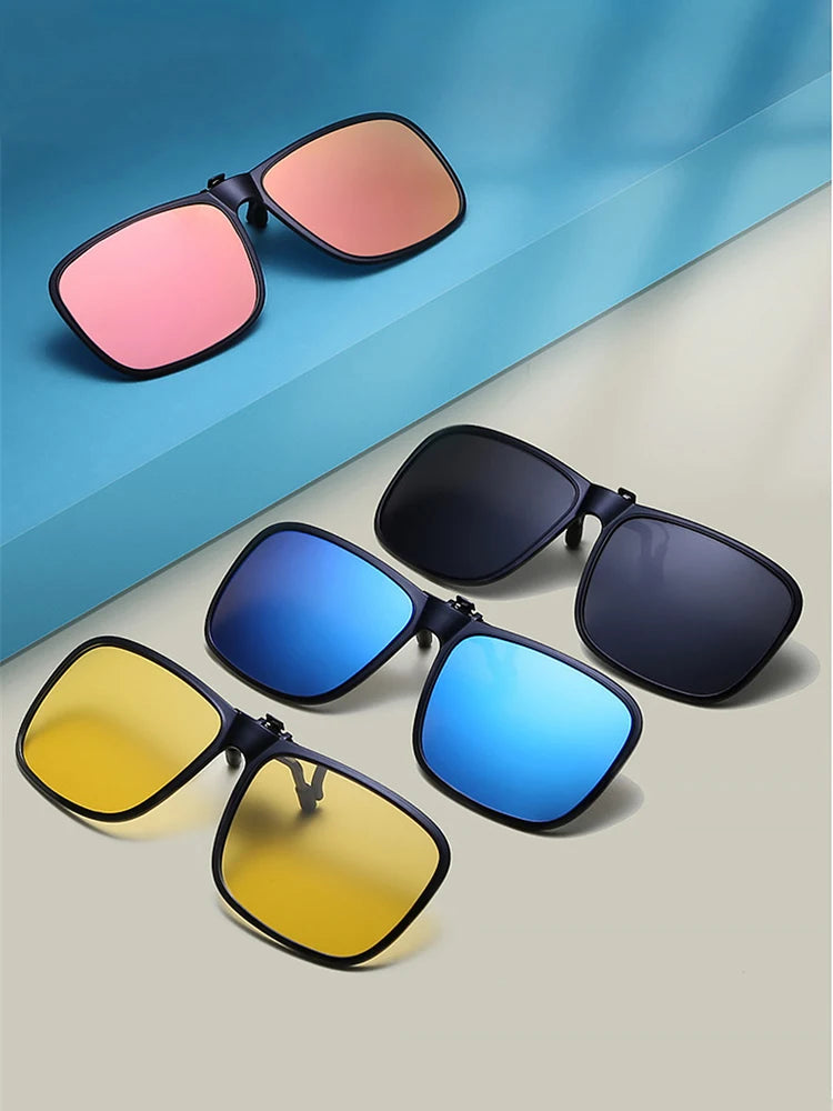 VIVIBEE Polarized Flip Up Clip On Sunglasses for Driving Dark UV400 Photochromic Anti Glare Lens Sun Glasses Car Driver