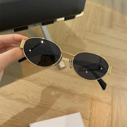 New Small Oval Women Sunglasses Trendy Luxury Design Metal Frame Shades UV400 Eyewear for Female Classic Vintage Sun Glasses