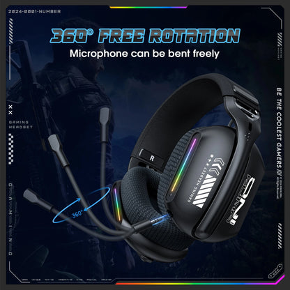 ONIKUMA GT828 Wireless Gaming Headset Bluetooth 5.3 RGB Headphones with Mic, Noise Cancelling, 4-Mode Connection for PC, PS5 & Laptop