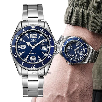 Montres de luxe pour hommes en acier inoxydable – Montre à quartz avec affichage de la date, style professionnel et sportif, tendance