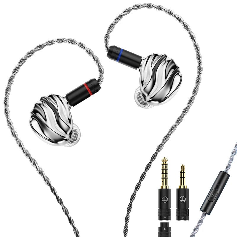 TRN SHELL Hybrid Headphones Triple Dynamic + Planar Driver Wired In-Ear Monitors, Four-Unit Acoustic Architecture HiFi Hybrid Headphones for Audiophile Sound
