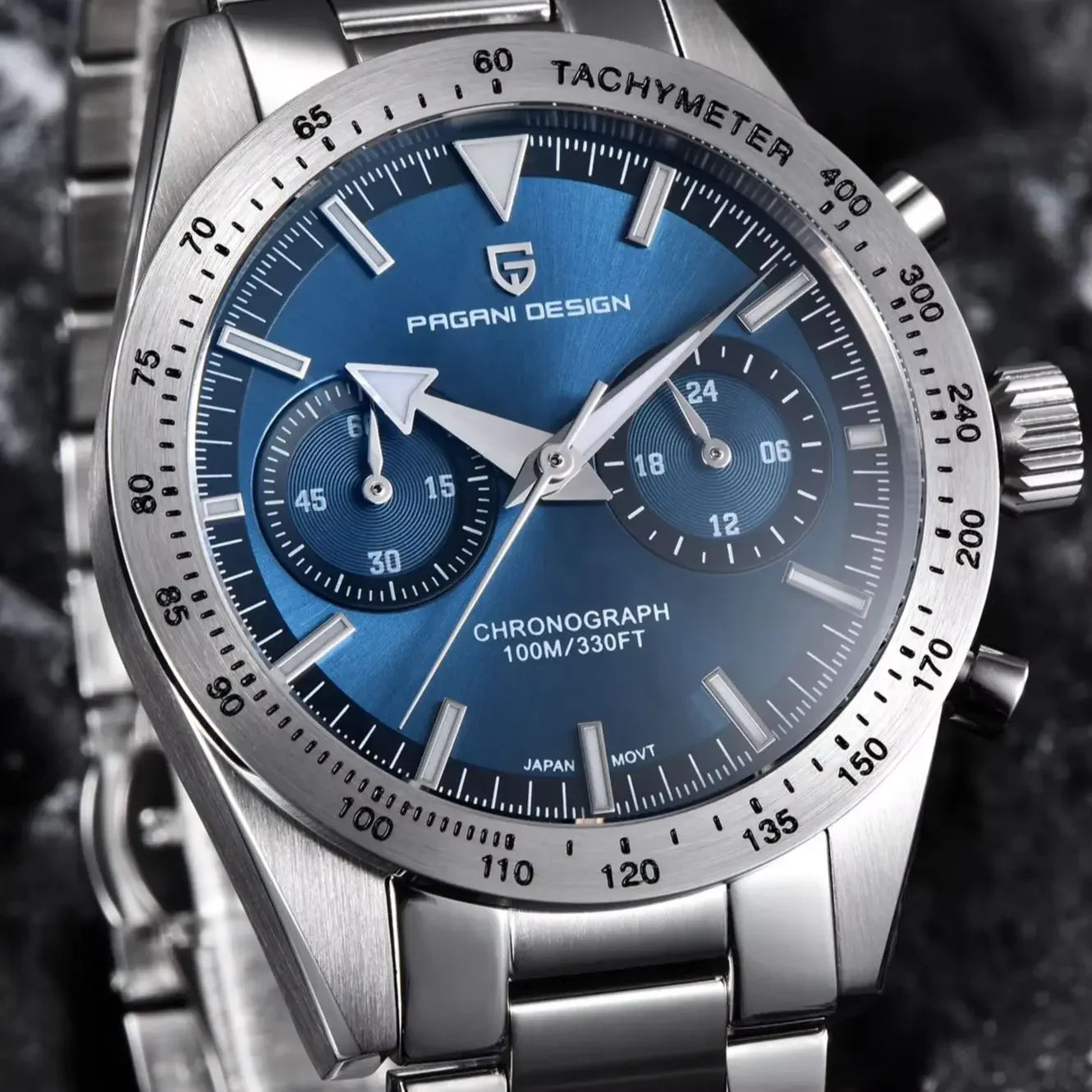 PAGANI DESIGN 2024 New Wide Arrow Moon Men's Watches Luxury Quartz Watch For Men Sport Retro Chronograph VK64 AR Sapphire Glass