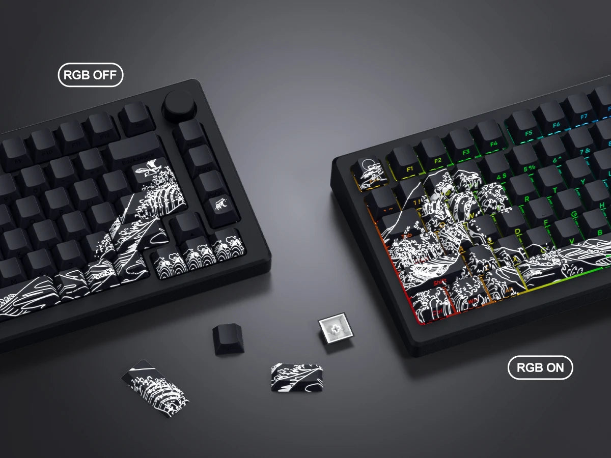 Side-engraved Translucent CHERRY Keycaps PBT Creative Personalized Customized for 60/64/84/98/108 Mechanical Keyboards MX Switch