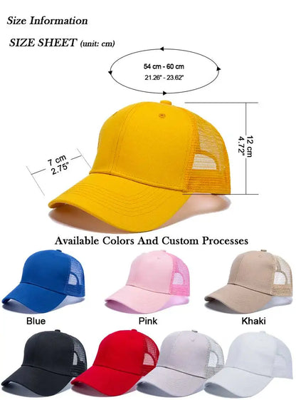 Cappellini da baseball all'ingrosso da uomo, cappellini casual, cappelli in mesh da donna, cappelli unisex con logo personalizzato, cappelli ricamati