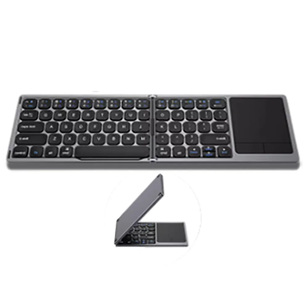 BOW Foldable Bluetooth Keyboard with Touchpad/Numberic Pad Portable Rechargeable Folding Wireless Keyboard for Tablet iPad