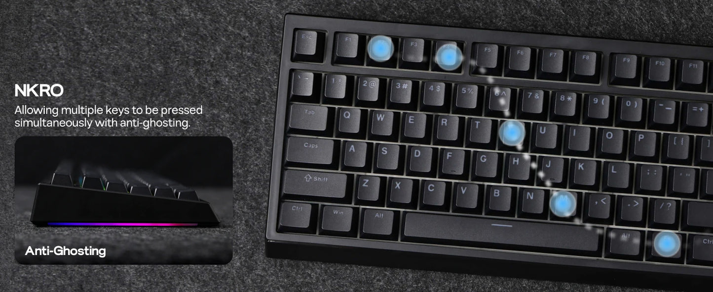 EPOMAKER G84 VIA 80% Layout Hot-Swap Gasket-Mounted Wired/2.4GHz/Bluetooth Wireless Mechanical Keyboard with RGB Backlight