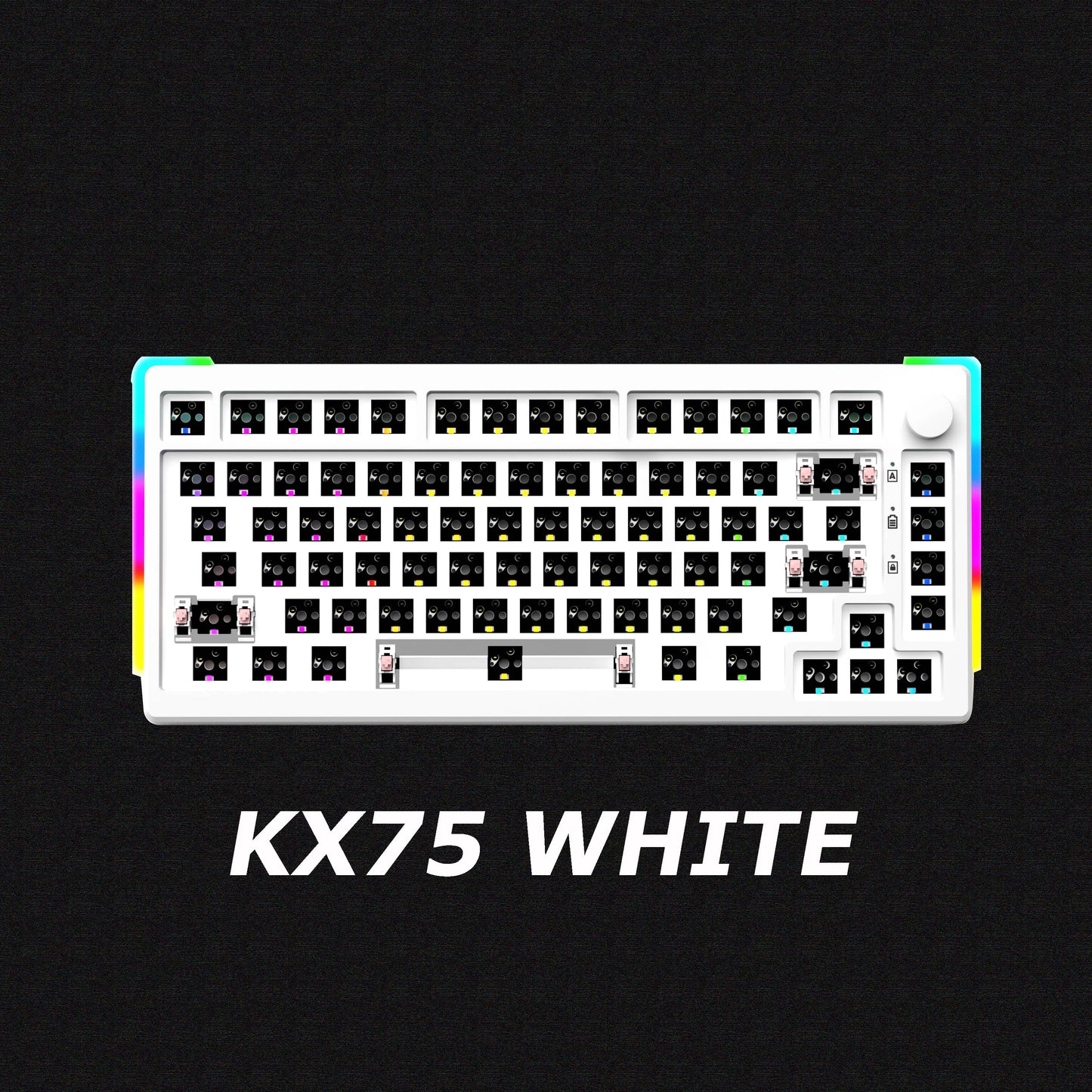 MAIMOOO KX75 75% Keyboard Kit Hotswap Transparent Full RGB Backlit 2.4GHz/ Bluetooth Macro Custom DIY Mechanical Keyboard