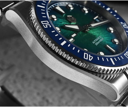 San Martin 40mm Enamel Spiral Dial Integrated Bracelet Men Diver Watch Miyota 9015 Automatic Mechanical Waterproof 200m SN0148