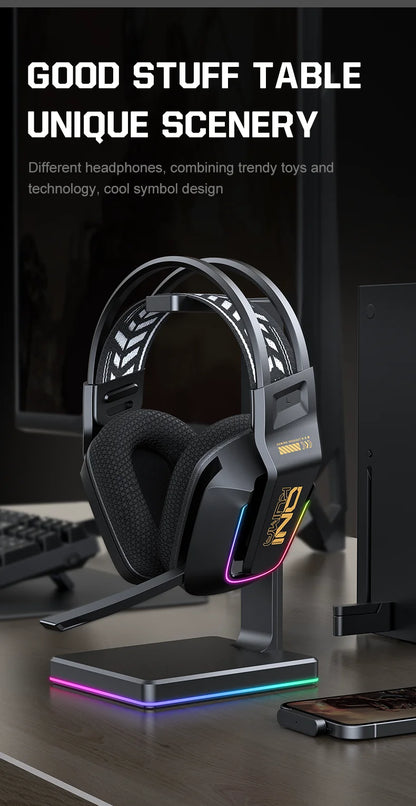 ONIKUMA GT828 Wireless Gaming Headset Bluetooth 5.3 RGB Headphones with Mic, Noise Cancelling, 4-Mode Connection for PC, PS5 & Laptop