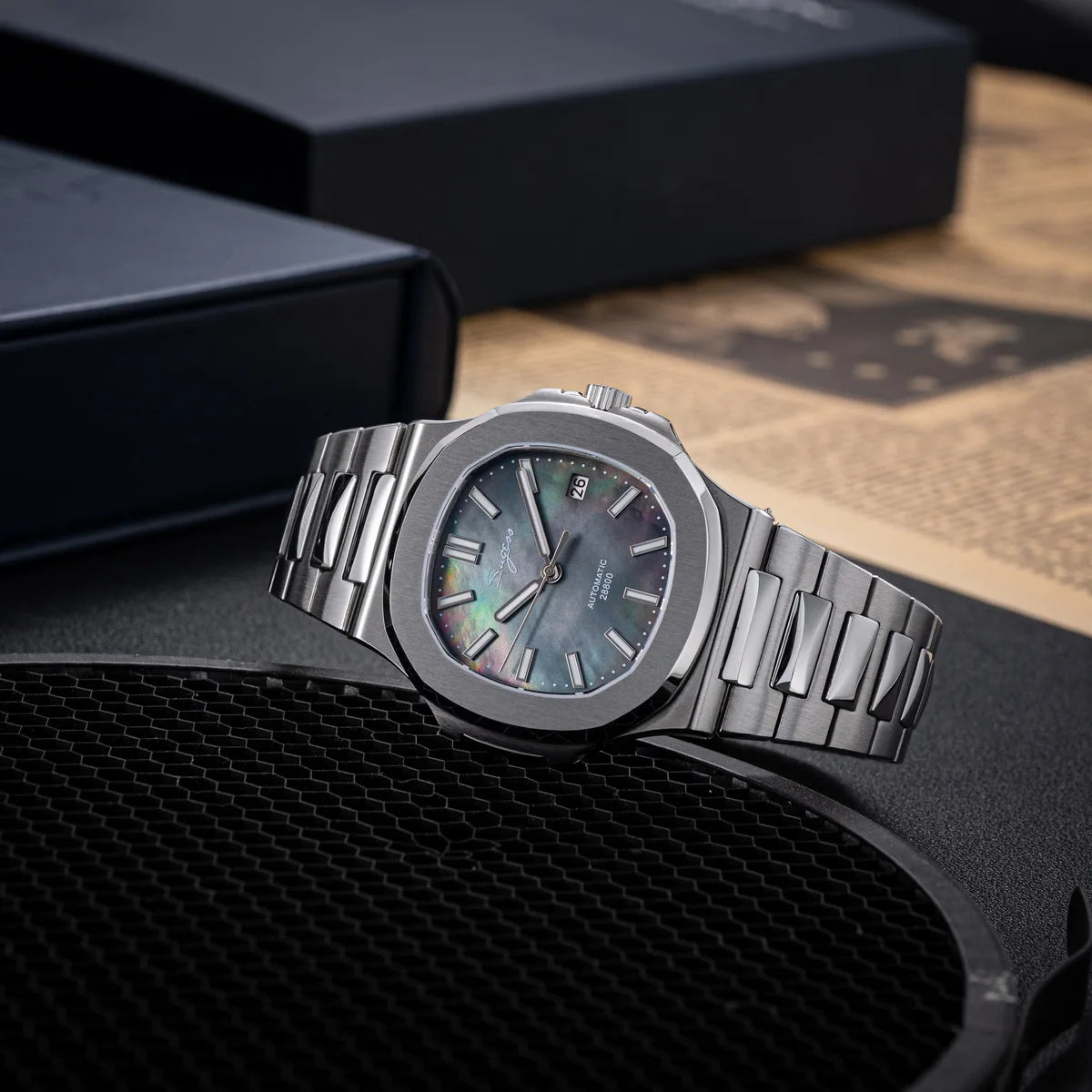 Sugess Men's Watch Automatic Mechanical Wristwatch Miyota 9015 Movement MOP Dial Luminous Waterproof 5bar Bracelet Luxury S466