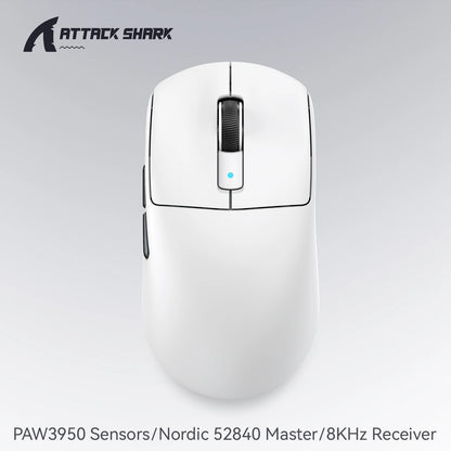 ATTACK SHARK R6 PAW3950MAX Ασύρματο Gaming Ποντίκι, 8Khz Polling, Υπερελαφρύ 39g, Nordic 52840 MCU, Οπτικοί Μικροδιακόπτες Omron