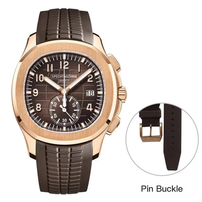 2025 Specht & Söhne Luxury Sports Quartz Watch Japan VD53 Chronograph Stainless Steel Watch Rubber Strap Reloj Hombre Waterproof