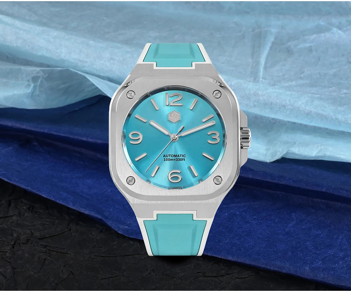San Martin 40mm Classic Luxury Sport Watch Distinctive Square Case Stainless Steel Men Watch Automatic Mechanical 10 Bar SN0074