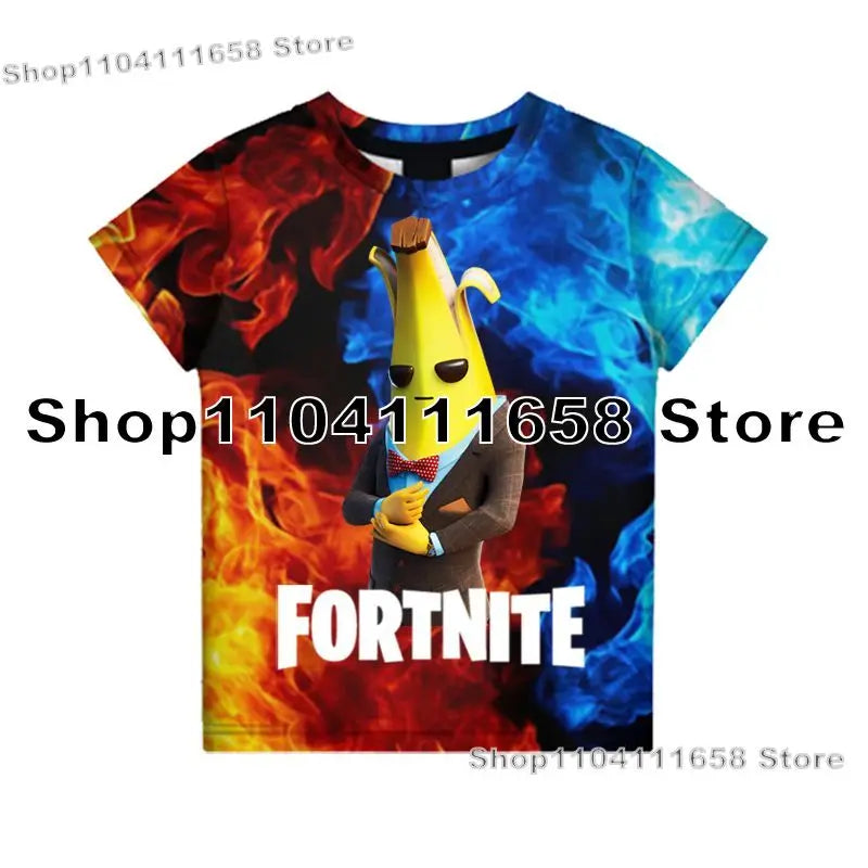 Banana Peely T-shirt Women's Tee Kids F-Fortnite T Shirt for 3D Printed Men's Battle Royale Game Summer Tops Birthday Gifts