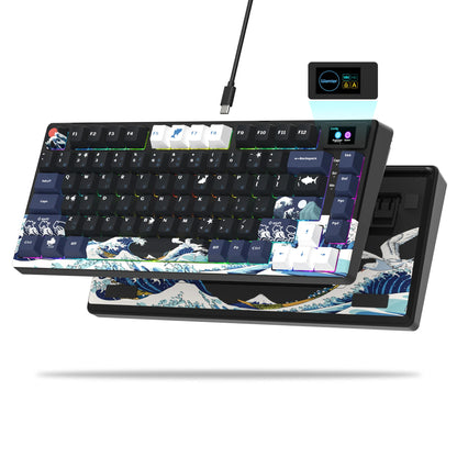 Teclado gamer Womier S-K80 com ecrã OLED a cores, teclado mecânico gaming hot-swappable com montagem gasket, teclado RGB personalizado